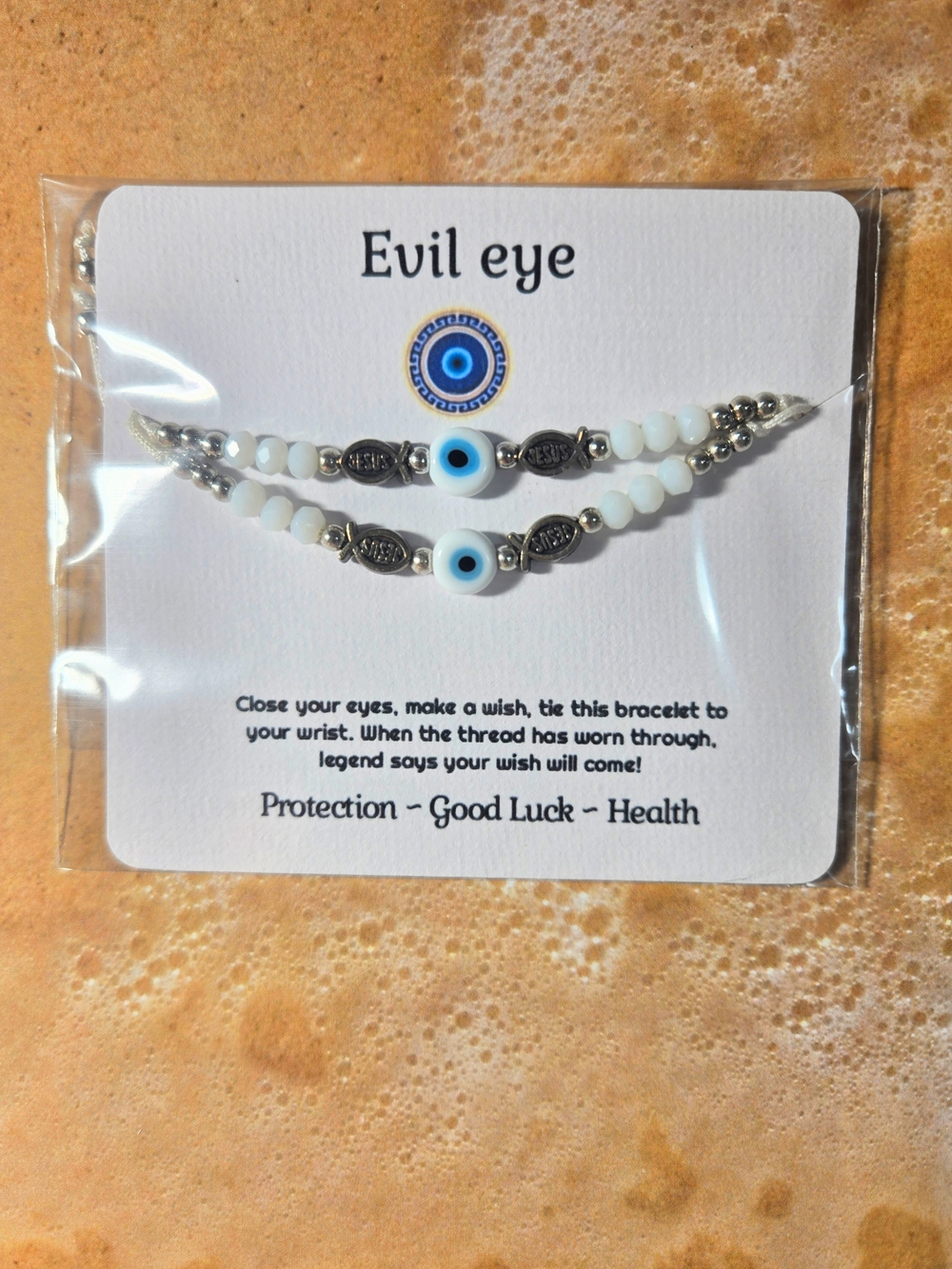 White Evil Eye Beaded Bracelet Set for Protection - Handmade